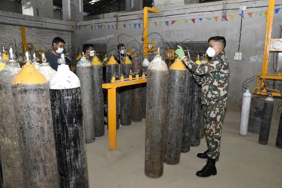 Nepal Army managing oxygen in Nepal